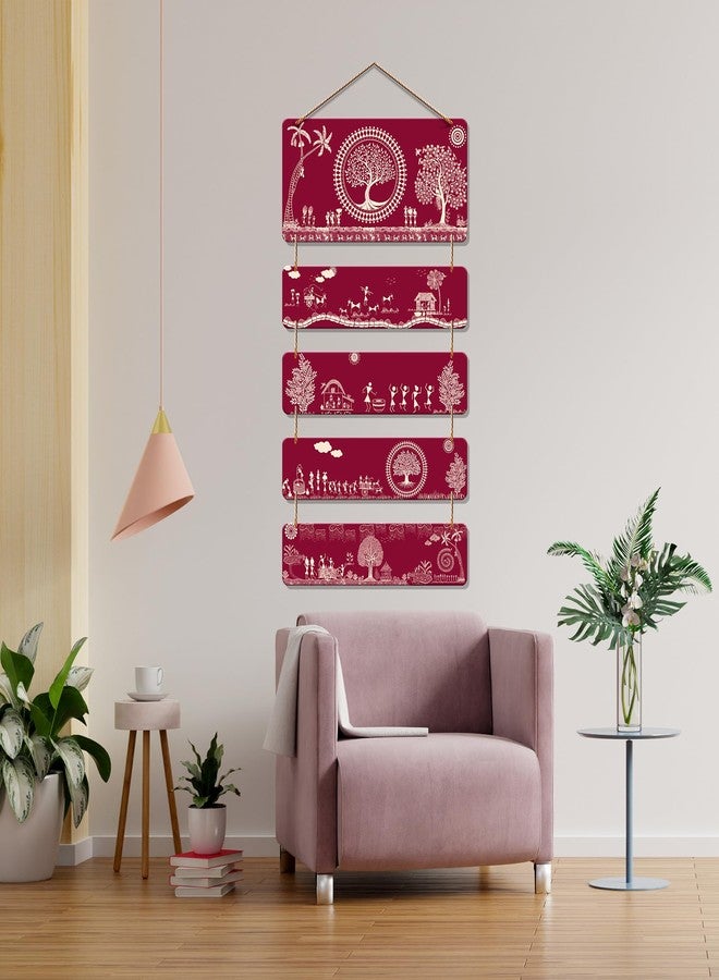 Artvibes Warli Tribal Art Wooden Wall Hanging Decoration Items for Home | Bedroom | Mdf Designer Artwork Decorative for Living Room | Ideal Gifts | Stylish Modern Decor Item (WH_6719N) - Image 3